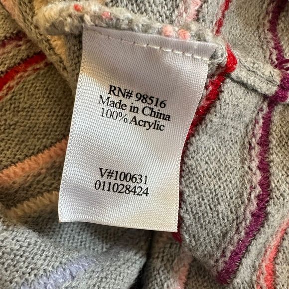 Coldwater Creek Gray Multicolor Wave Zip Up Cardigan Sweater Size 1X - Picture 6 of 7